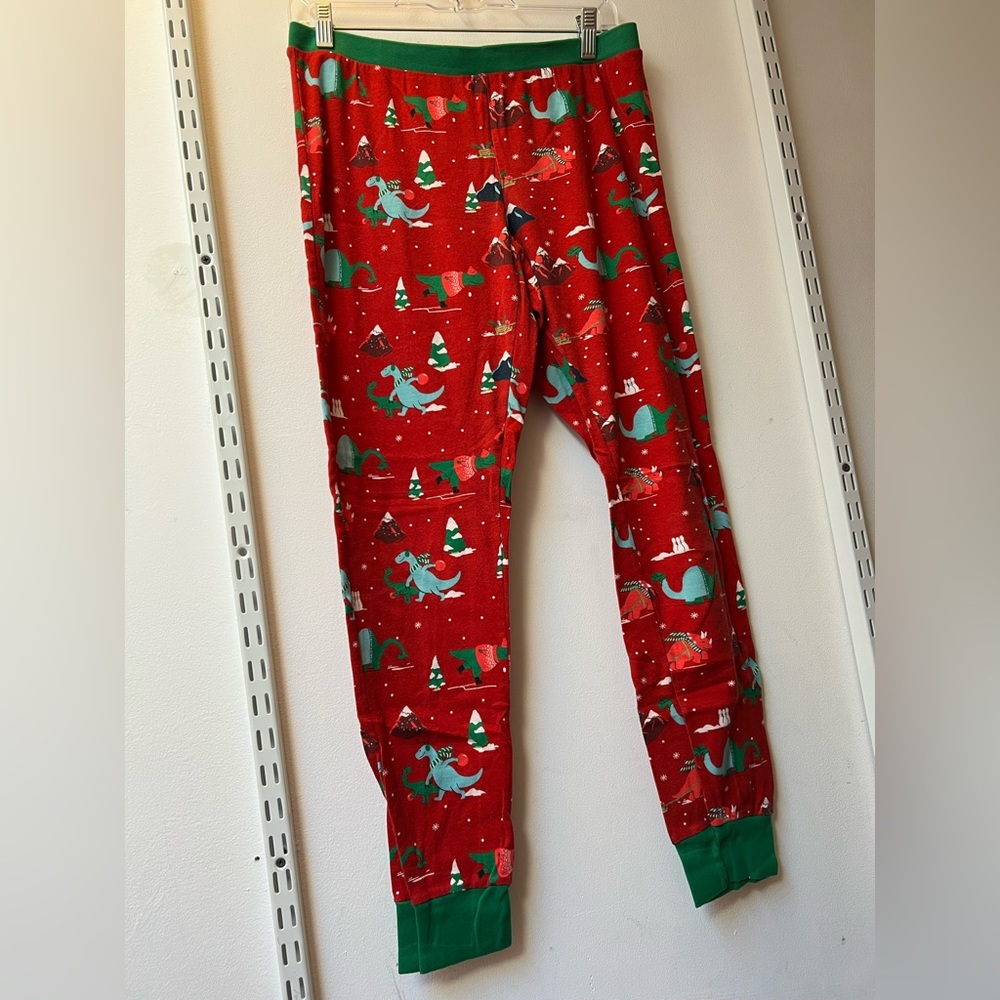 Women’s Large Adorable Christmas Dino Pajama Pants 100% Cotton